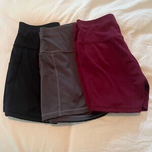 Women's Active Shorts - Black, Gray, and Red